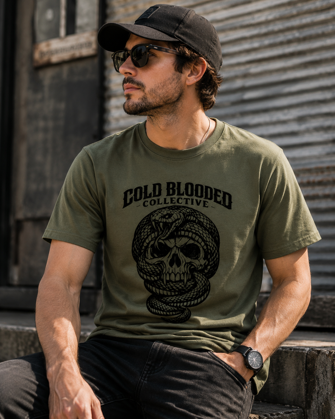 Cold Blooded Collective Snake T-Shirt – Skull Serpent Tee