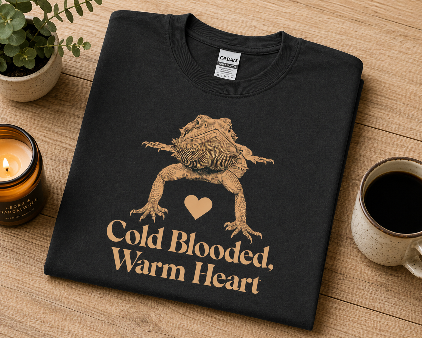 Cold Blooded Warm Heart Shirt | Bearded Dragon Lover Graphic Tee for Reptile Fans