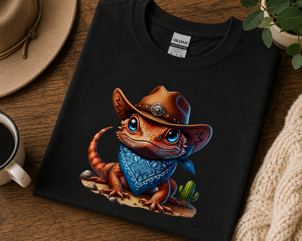 Cowboy Bearded Dragon T-Shirt | Cute Western Beardie Tee | Funny Reptile Lover Shirt