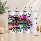 Gecko Mom 20oz Stainless Steel Tumbler — Colorful Reptile Lover Travel Cup