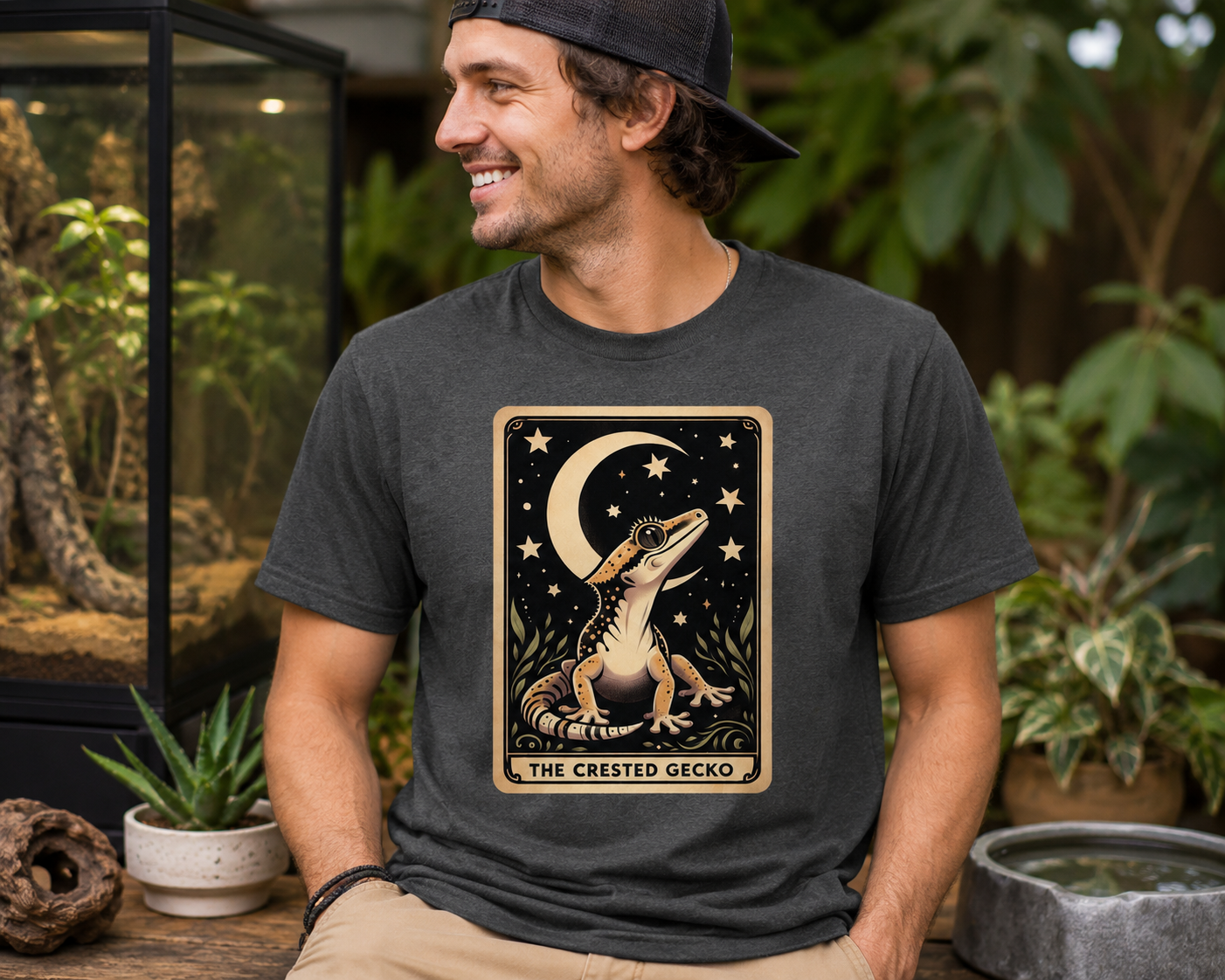 Crested Gecko Tarot Card Shirt | Mystical Reptile Lover Graphic Tee