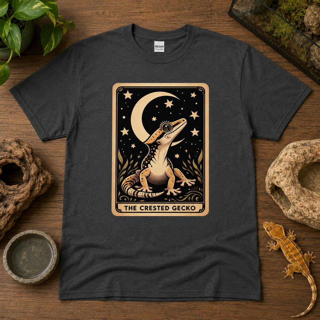 Crested Gecko Tarot Card Shirt | Mystical Reptile Lover Graphic Tee