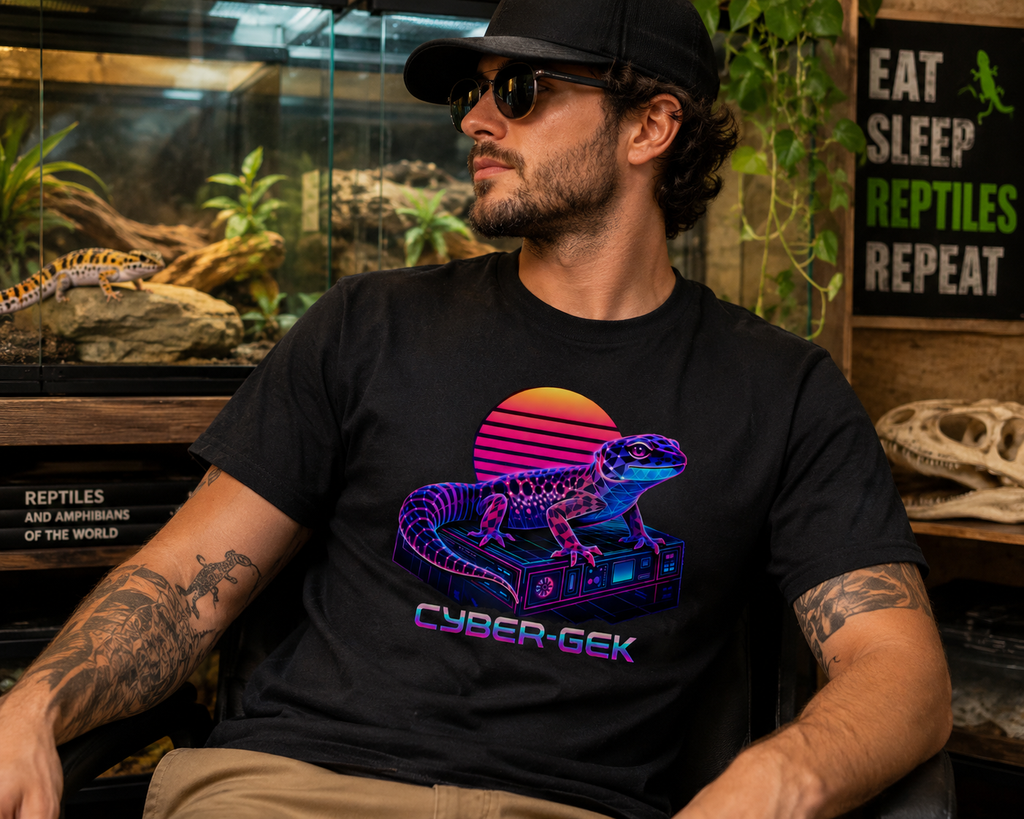 Cyber-Gek Leopard Gecko Shirt | Retro Cyberpunk Reptile Tee 🦎⚡