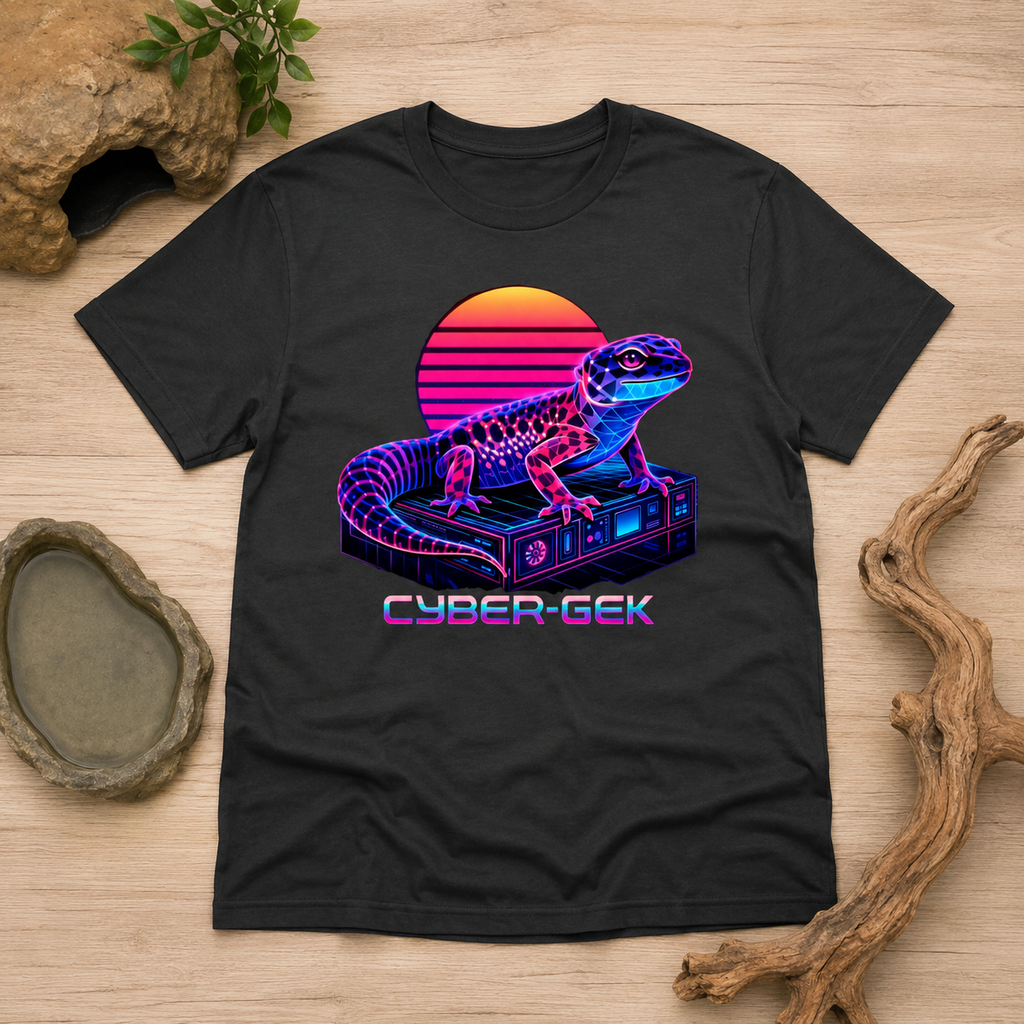 Cyber-Gek Leopard Gecko Shirt | Retro Cyberpunk Reptile Tee 🦎⚡