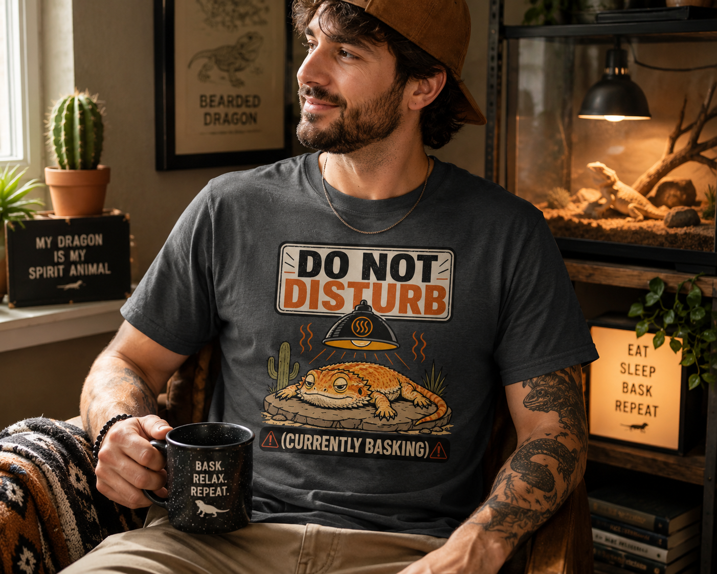 Do Not Disturb Currently Basking Bearded Dragon T-Shirt