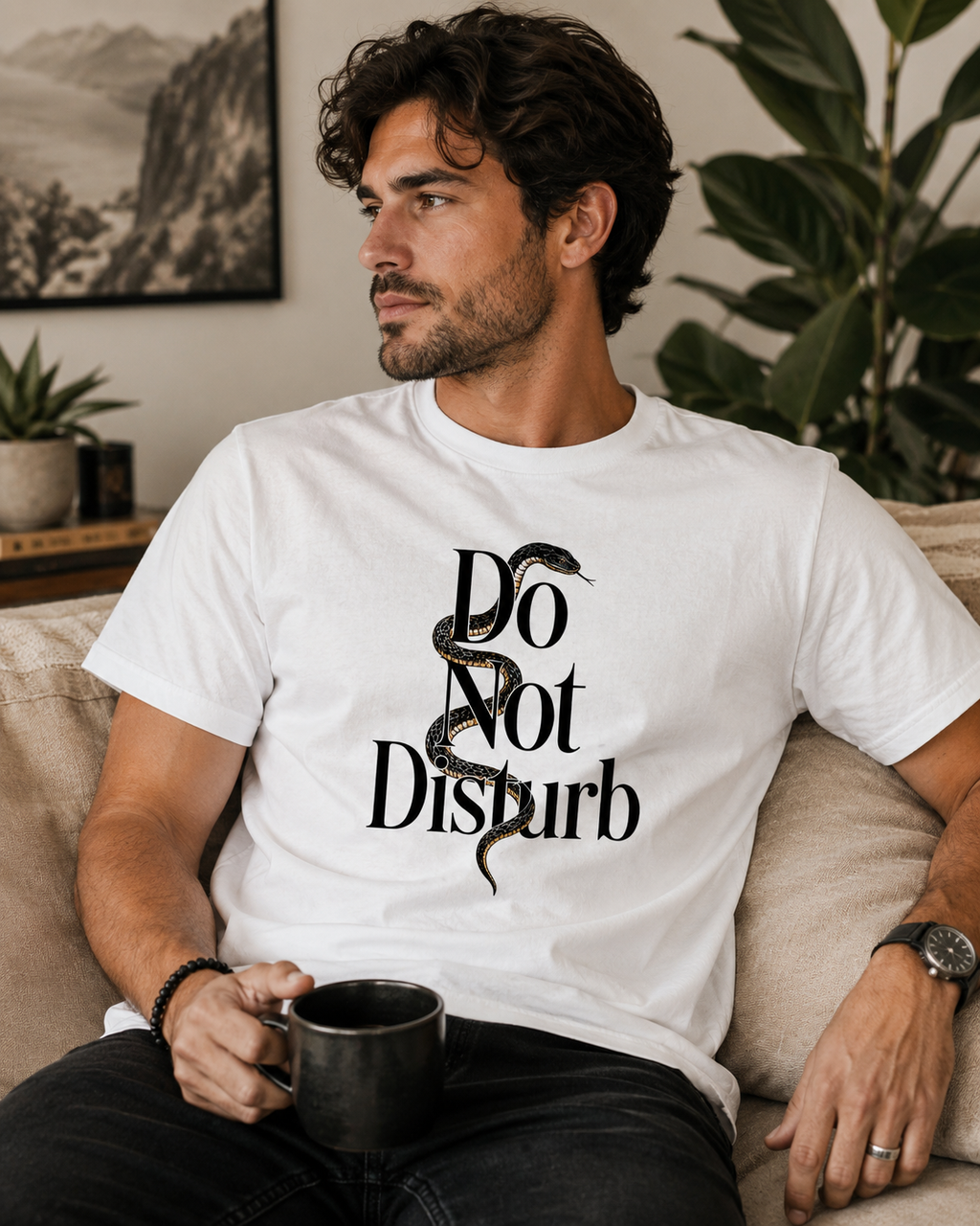 Silent Warning Snake T-Shirt | Minimalist Do Not Disturb Reptile Tee