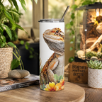 Bearded Dragon Floral 20oz Stainless Tumbler