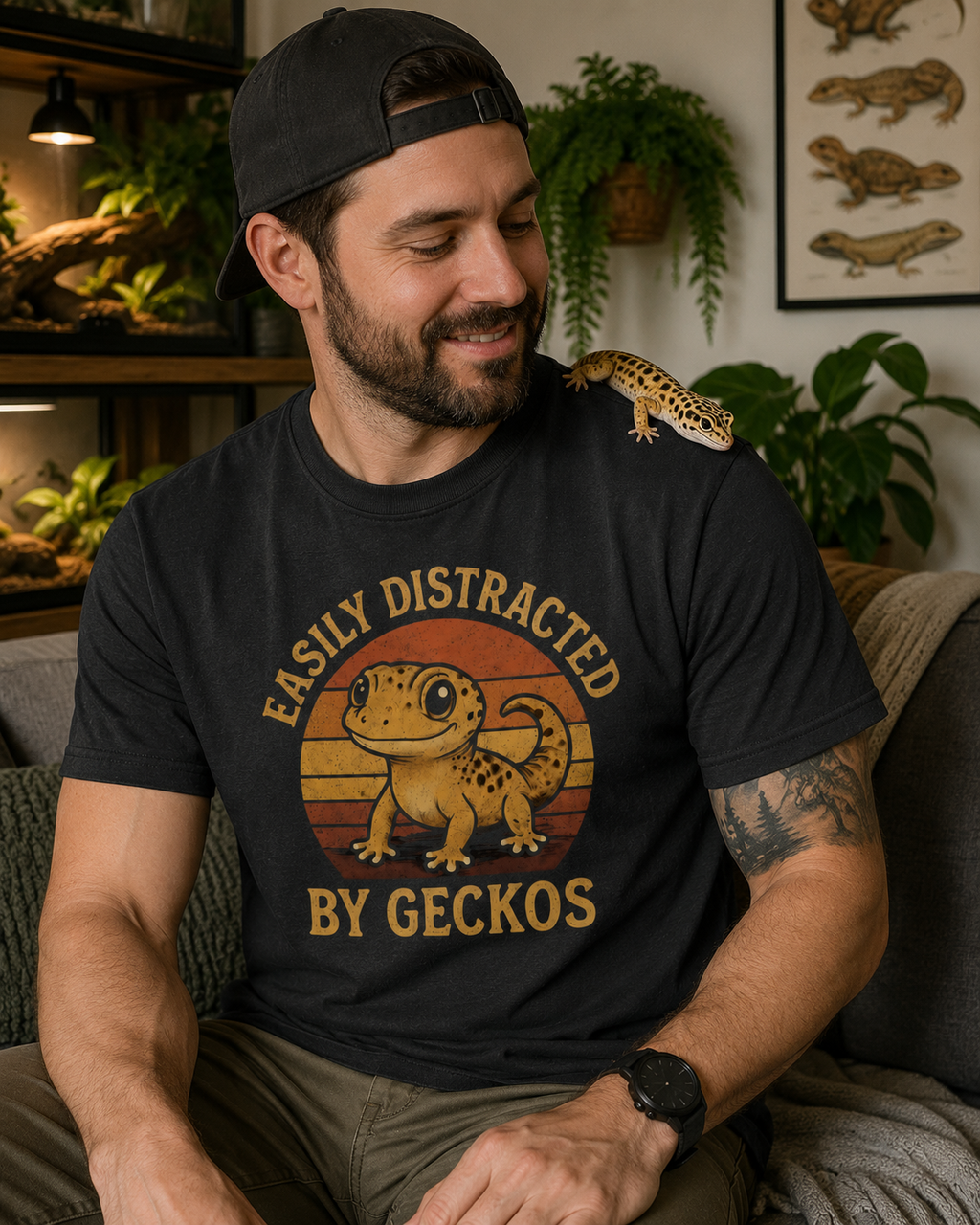 Easily Distracted by Geckos Shirt | Funny Leopard Gecko Lover Graphic Tee
