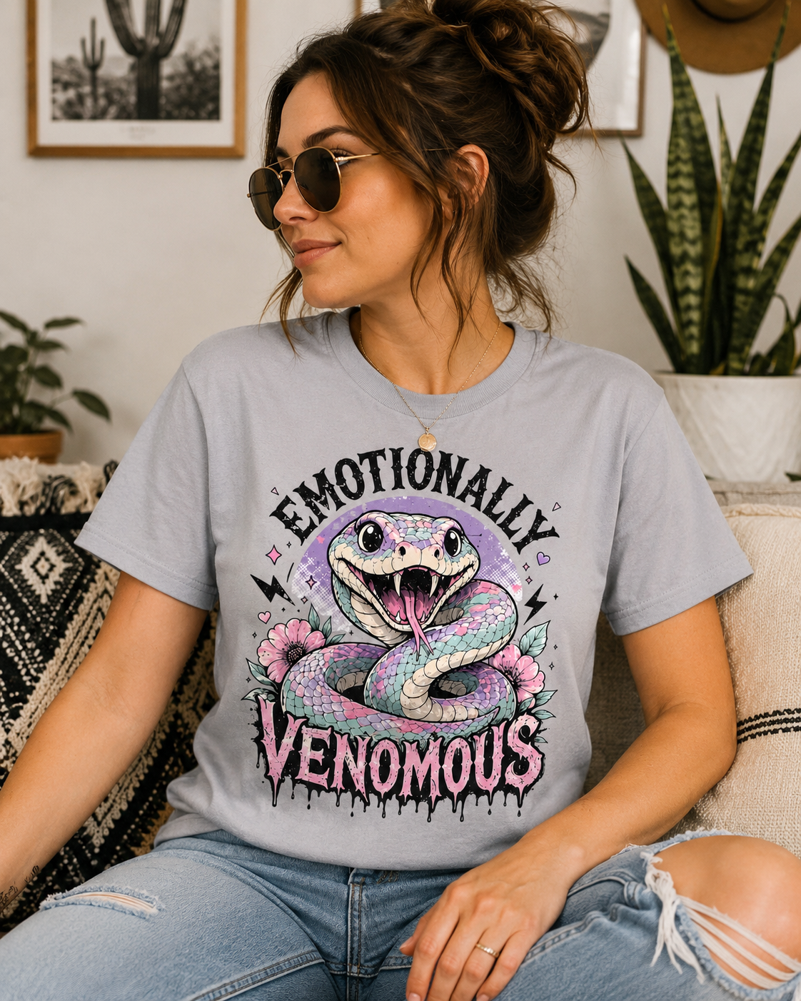 Emotionally Venomous Snake T-Shirt | Cute Pastel Gothic Reptile Graphic Tee