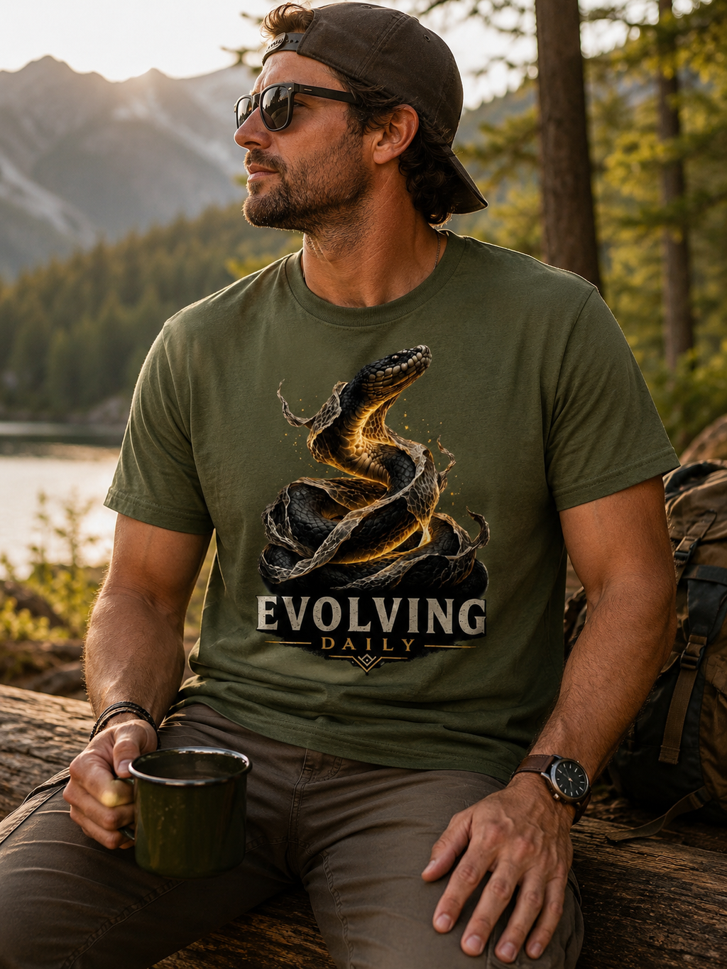 Evolving Daily Snake T-Shirt | Motivational Reptile Graphic Tee for Growth & Transformation