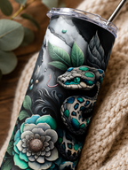 20oz Stainless Tumbler — Teal Snake & Succulent Art Stainless Steel Travel Cup