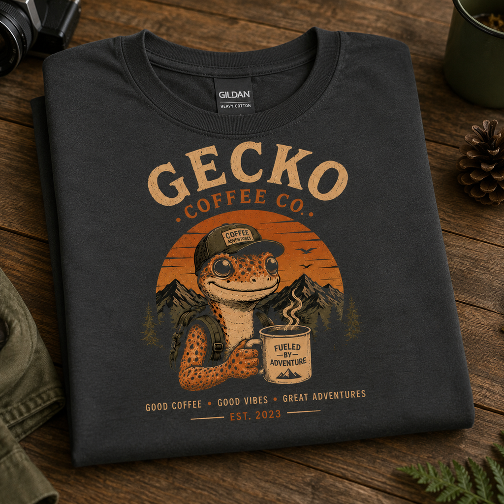 Gecko Coffee Co. Vintage Leopard Gecko Coffee Lover T-Shirt