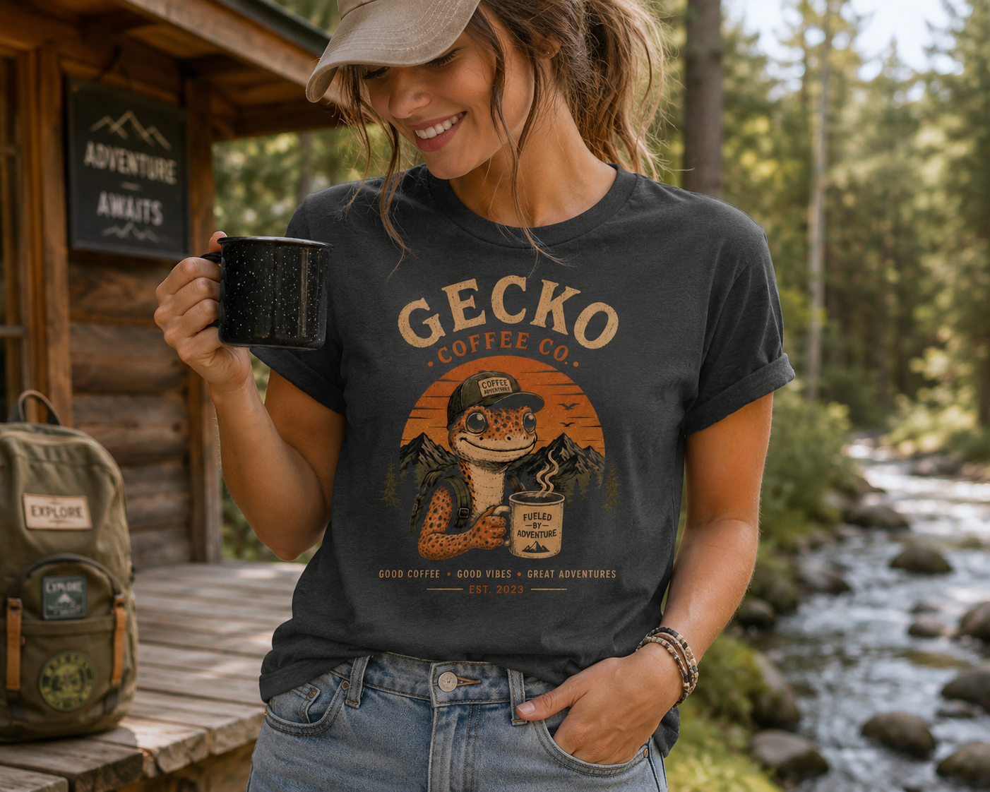 Gecko Coffee Co. Vintage Leopard Gecko Coffee Lover T-Shirt