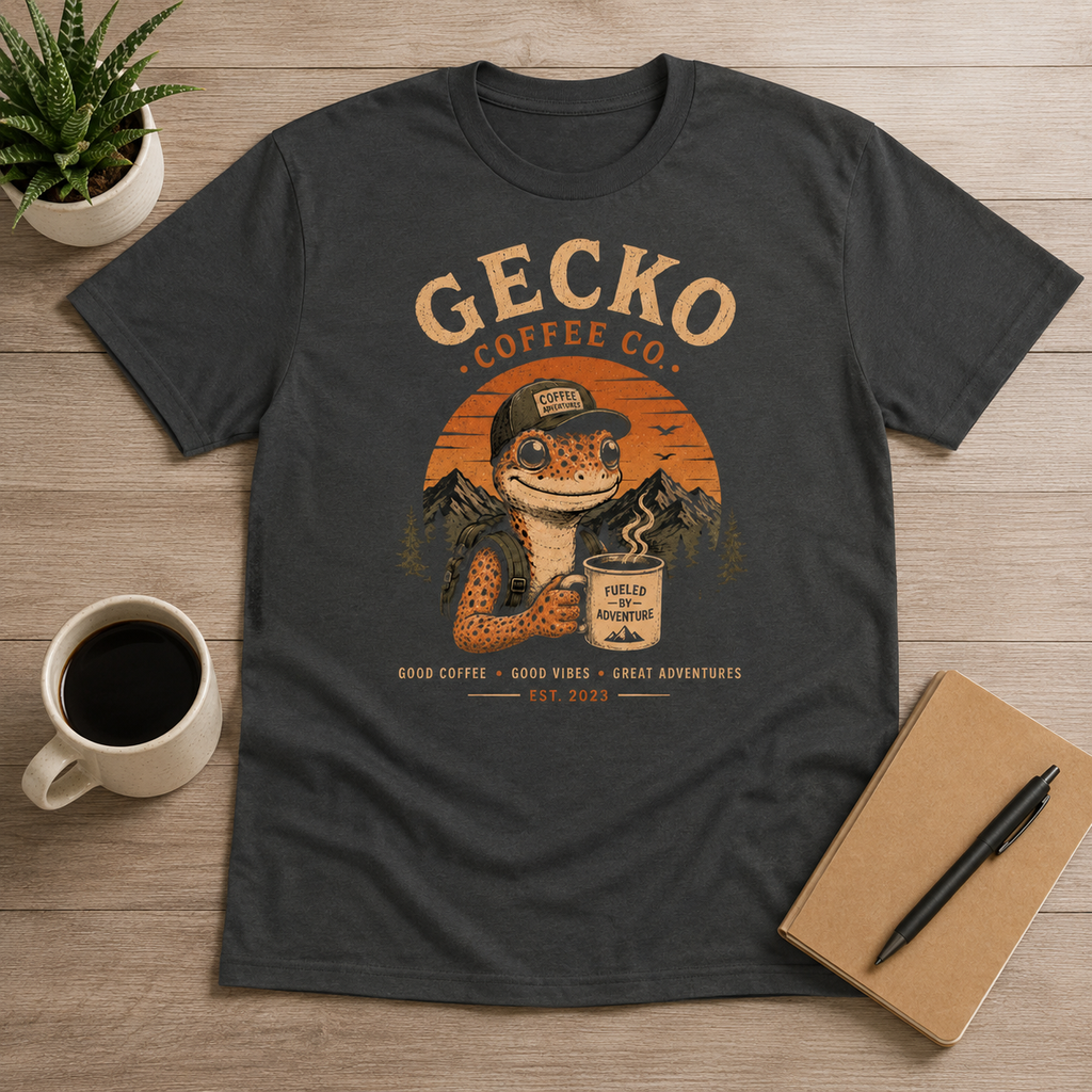 Gecko Coffee Co. Vintage Leopard Gecko Coffee Lover T-Shirt