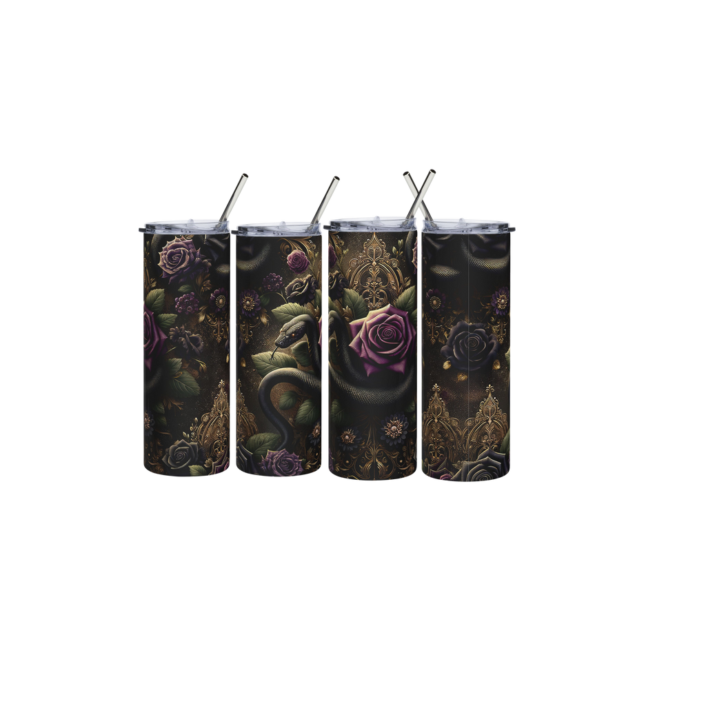 20oz Stainless Tumbler — Gothic Rose & Snake Insulated Travel Cup