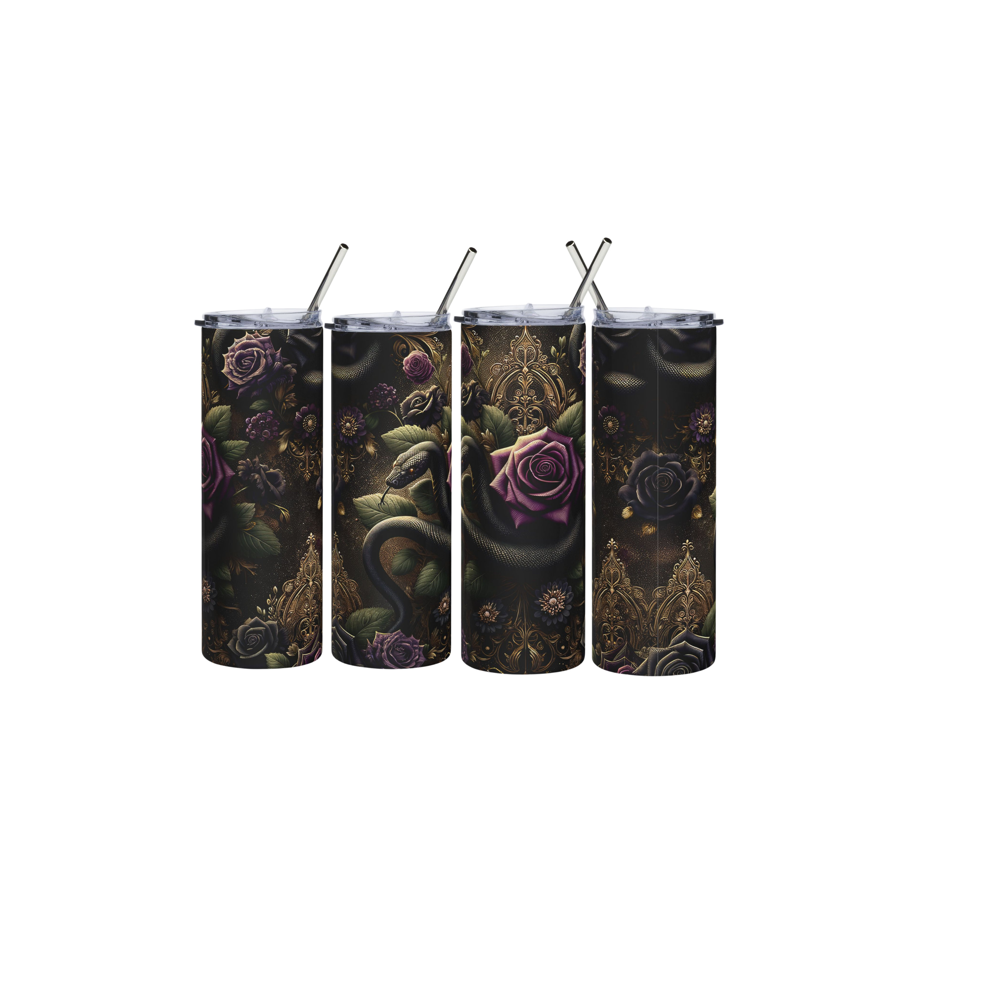 20oz Stainless Tumbler — Gothic Rose & Snake Insulated Travel Cup