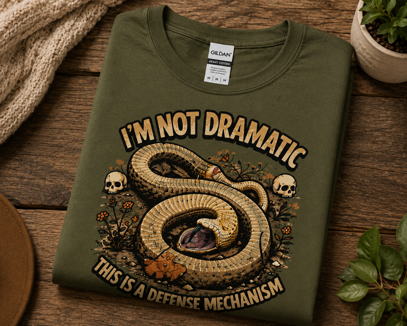 I’m Not Dramatic This Is A Defense Mechanism Shirt | Funny Hognose Snake Tee 🐍😂