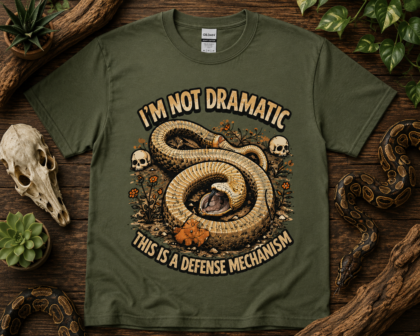 I’m Not Dramatic This Is A Defense Mechanism Shirt | Funny Hognose Snake Tee 🐍😂