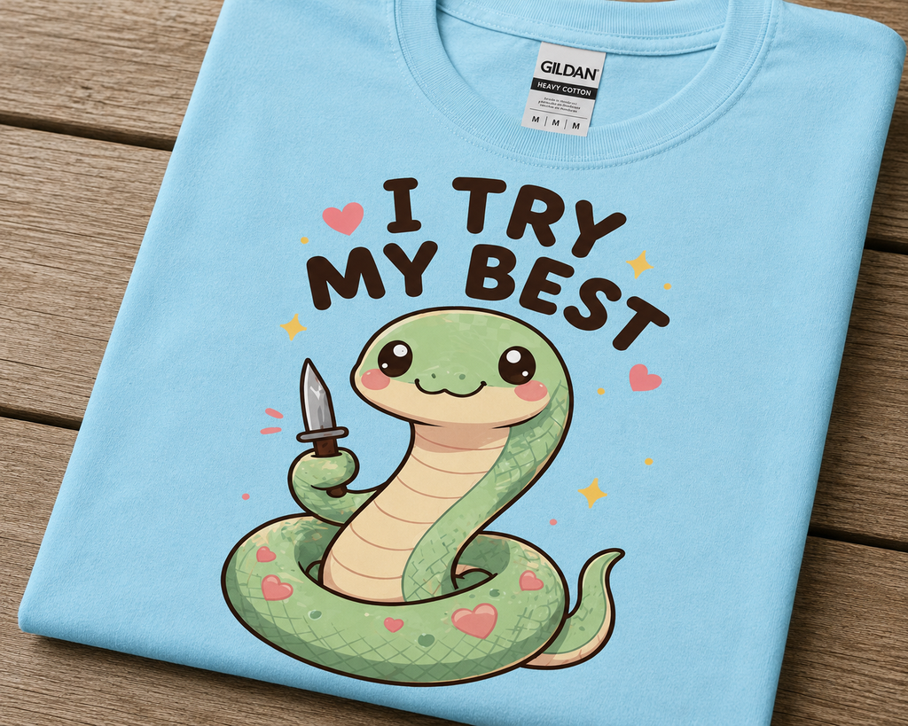 I Try My Best Snake T-Shirt – Cute Chaotic Serpent Tee