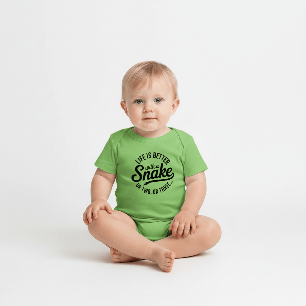 Infant "Life is Better with Snake" Onesie - Fun & Cute Design - Red River Exotics LLC