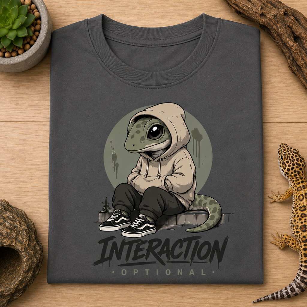 Interaction Optional Leopard Gecko Shirt | Funny Introvert Reptile Lover Graphic Tee