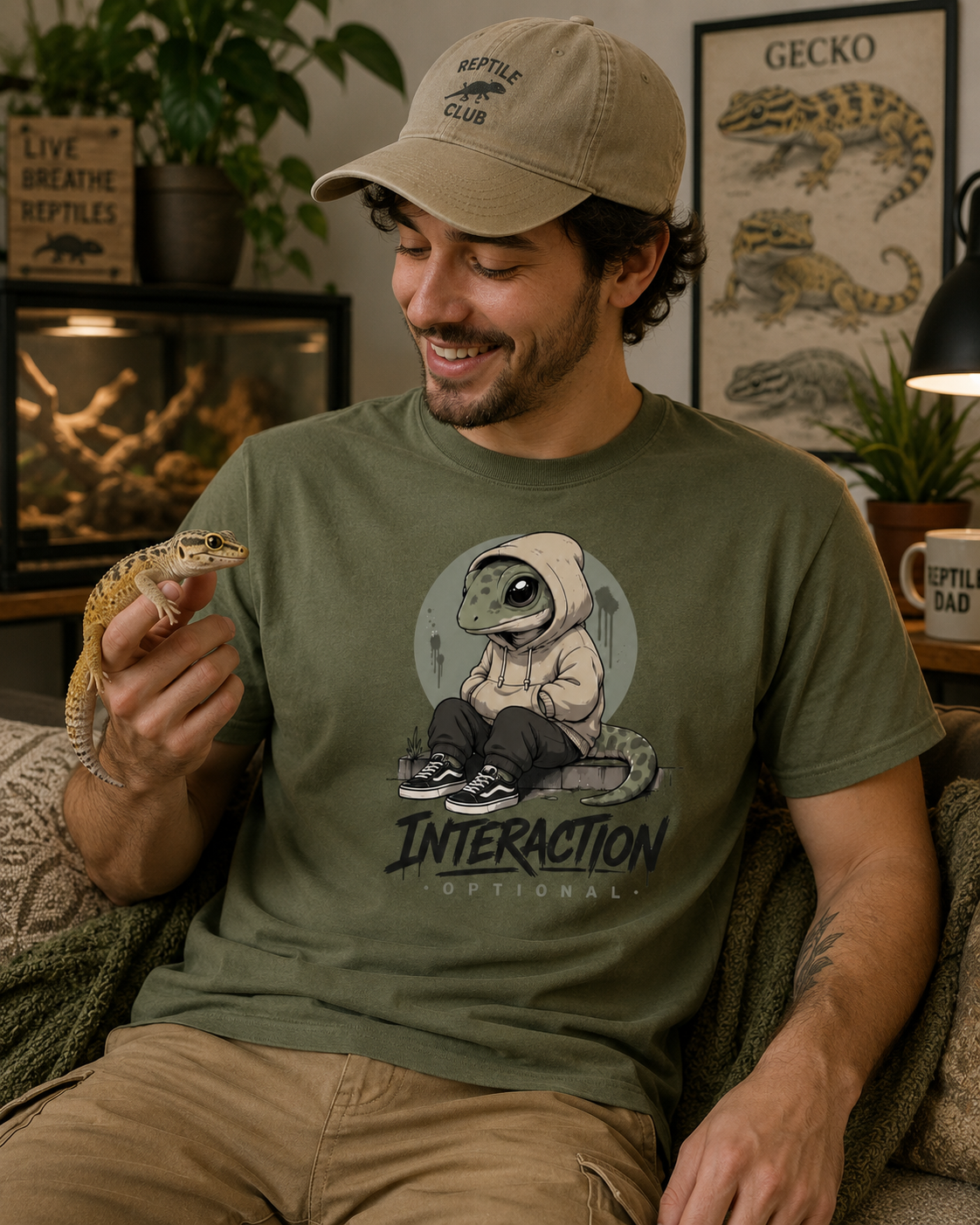 Interaction Optional Leopard Gecko Shirt | Funny Introvert Reptile Lover Graphic Tee