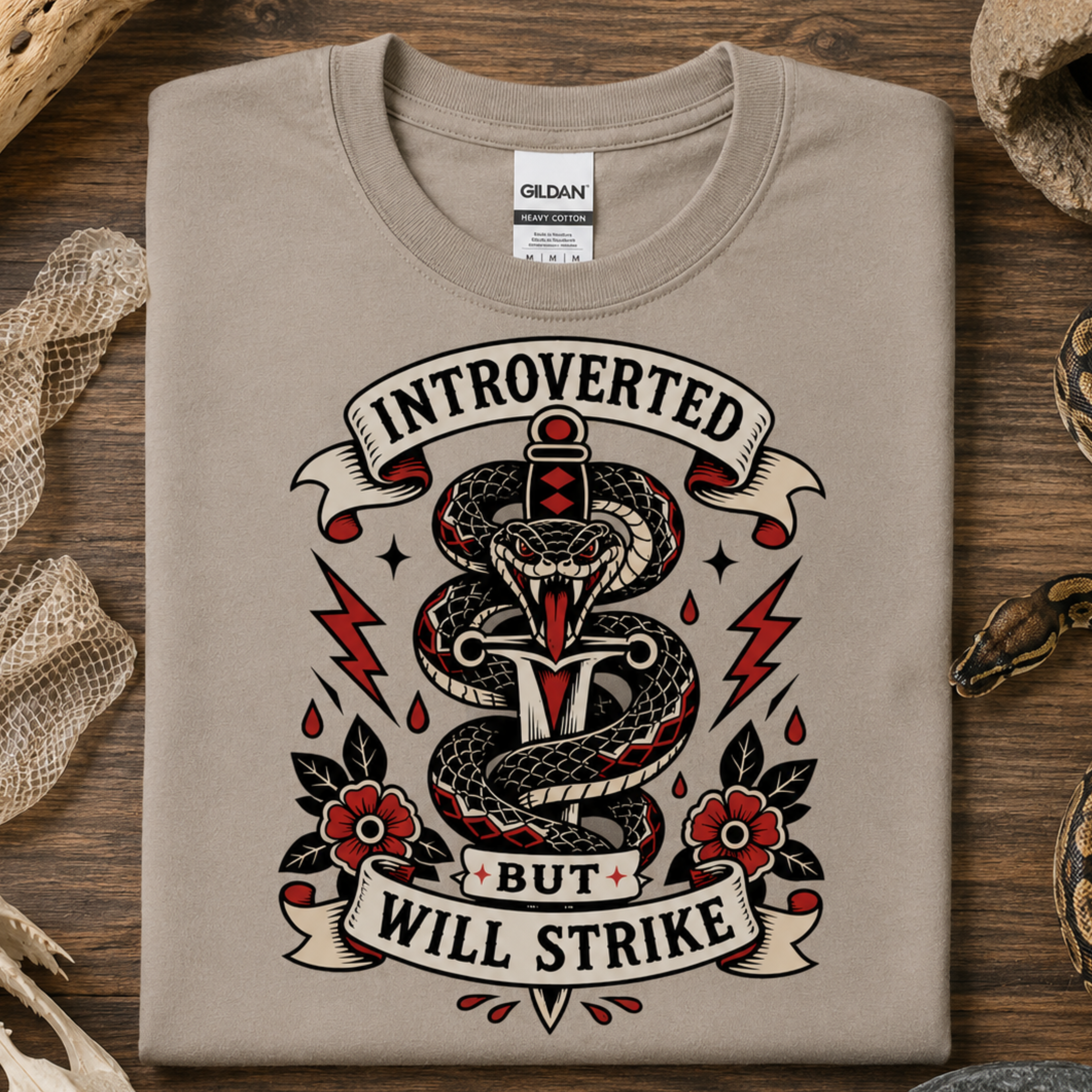 Introverted but Will Strike - Snake and Dagger Tee