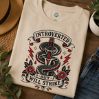 Introverted But Will Strike T-Shirt — Retro Snake Dagger Graphic Tee