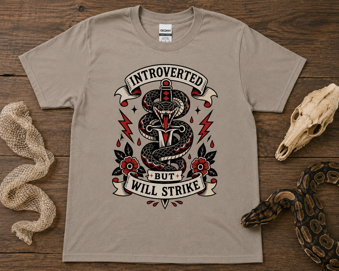 Introverted but Will Strike - Snake and Dagger Tee