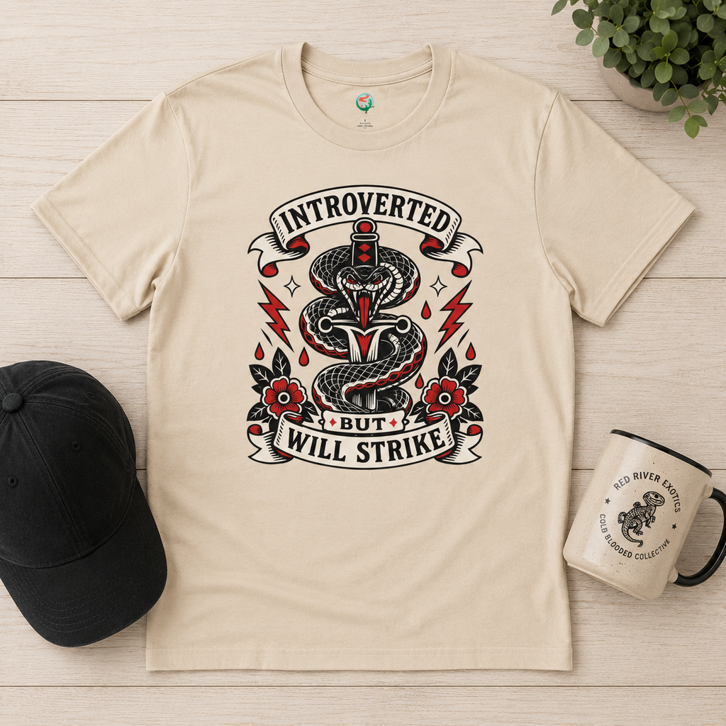 Introverted But Will Strike T-Shirt — Retro Snake Dagger Graphic Tee