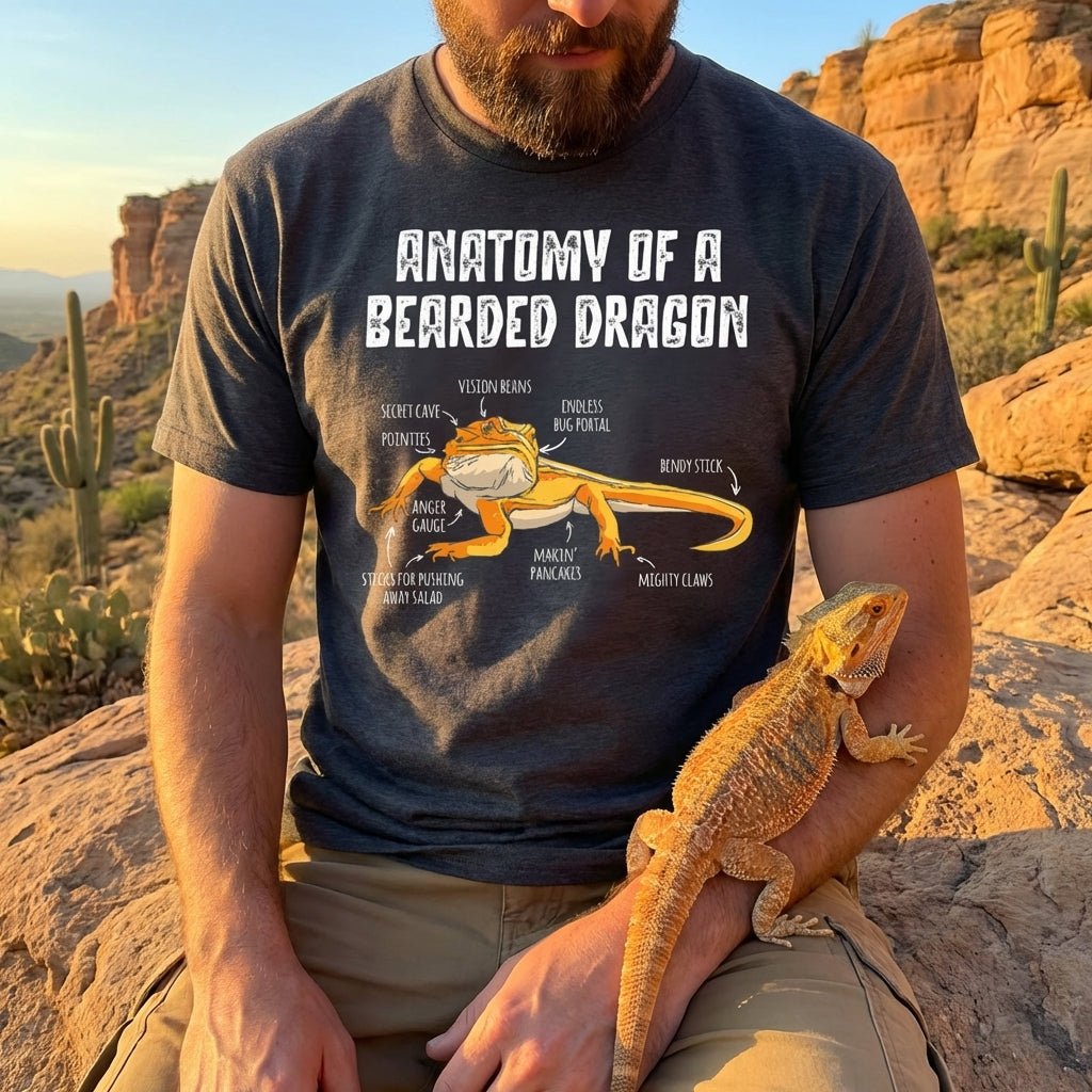 Funny Bearded Dragon Anatomy Adult T-shirt - Red River Exotics