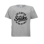 Youth Cotton Shirt: Life is Better with a Snake - Red River Exotics