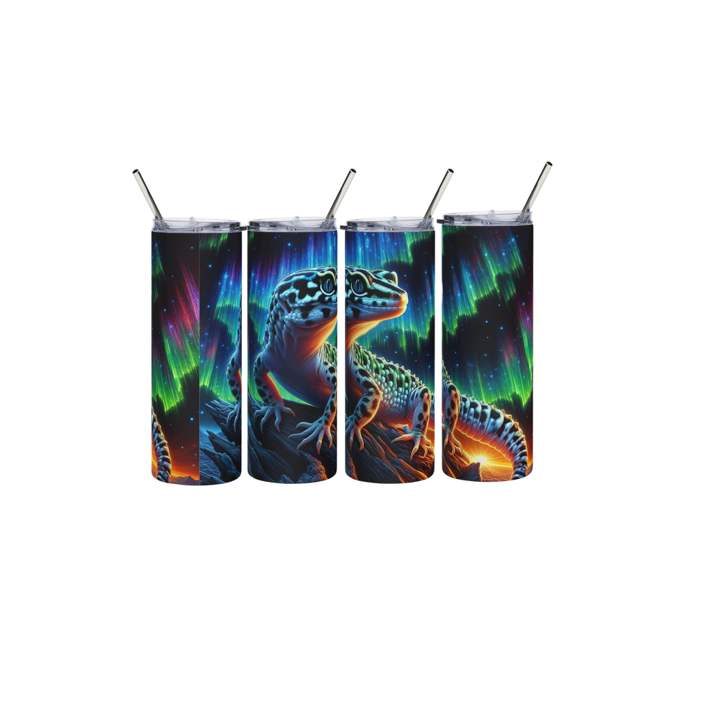 20oz Gecko Tumbler — Neon Leopard Gecko Stainless Steel Travel Cup