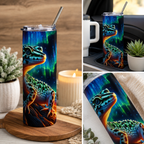 20oz Gecko Tumbler — Neon Leopard Gecko Stainless Steel Travel Cup