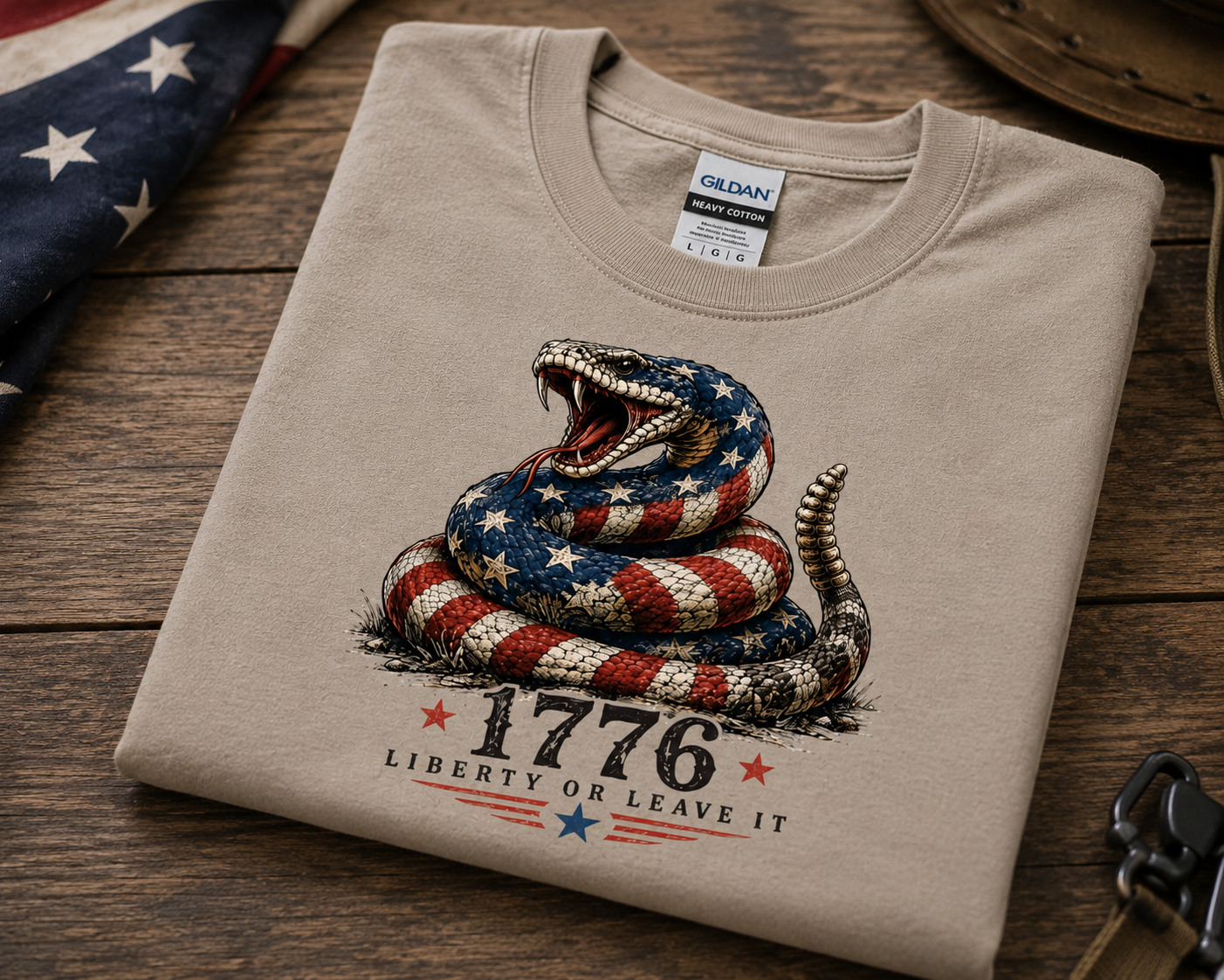 Liberty or Leave It 1776 Snake Shirt | Patriotic Rattlesnake Freedom Tee