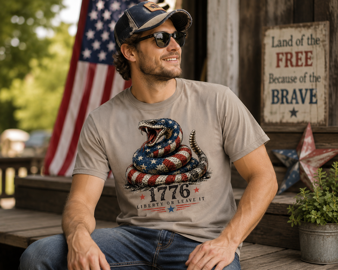 Liberty or Leave It 1776 Snake Shirt | Patriotic Rattlesnake Freedom Tee