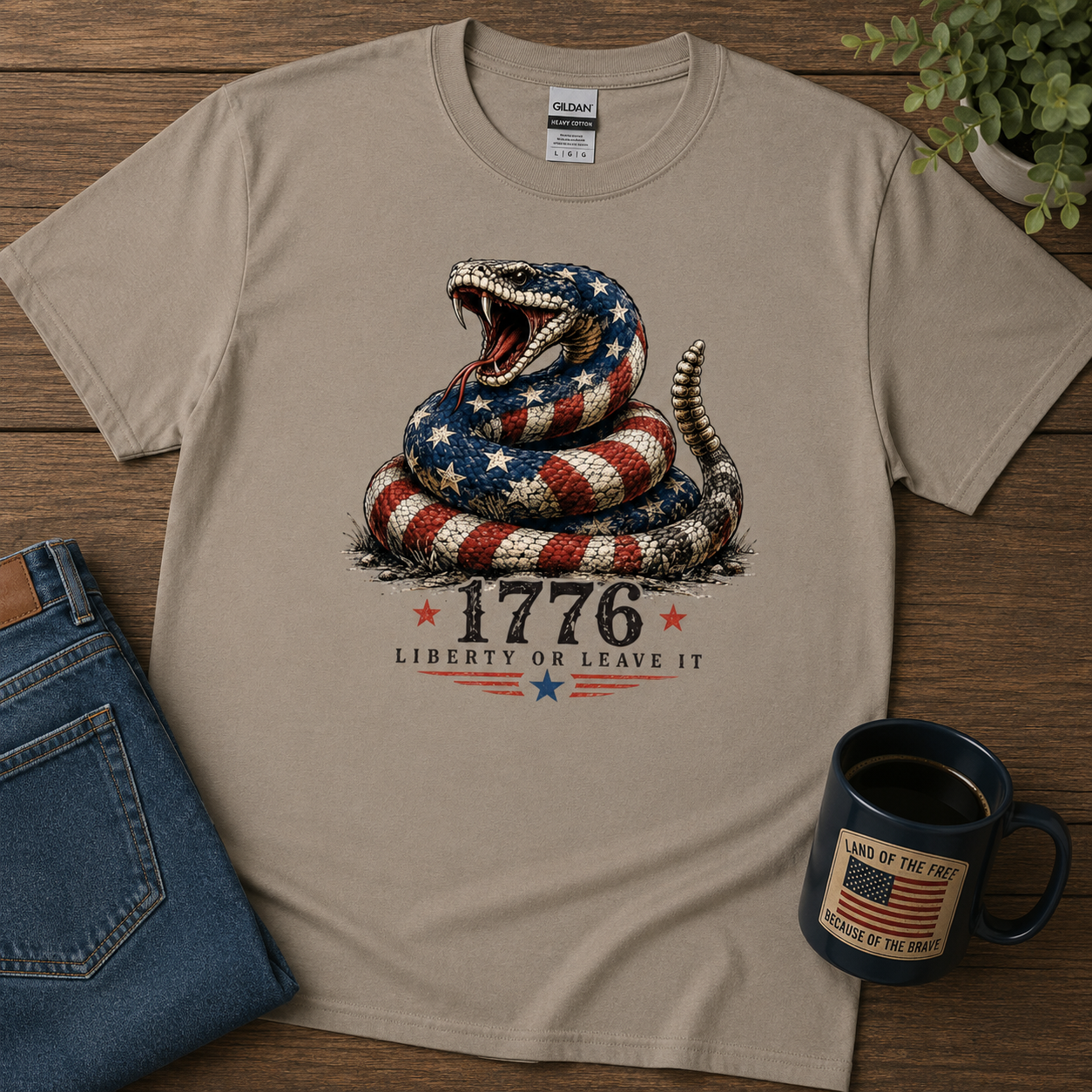 Liberty or Leave It 1776 Snake Shirt | Patriotic Rattlesnake Freedom Tee