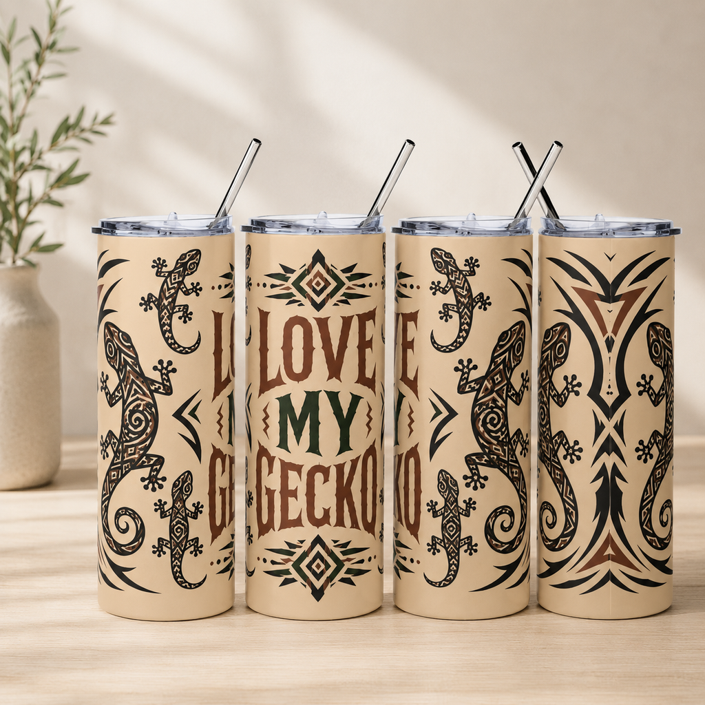 Love My Gecko Tribal Stainless Steel 20 oz Tumbler