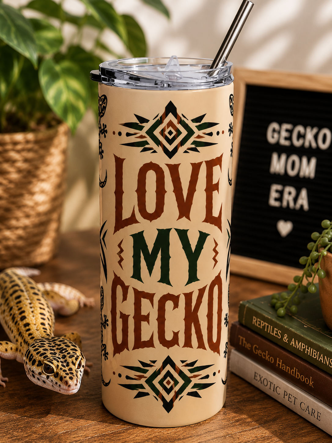 Love My Gecko Tribal Stainless Steel 20 oz Tumbler