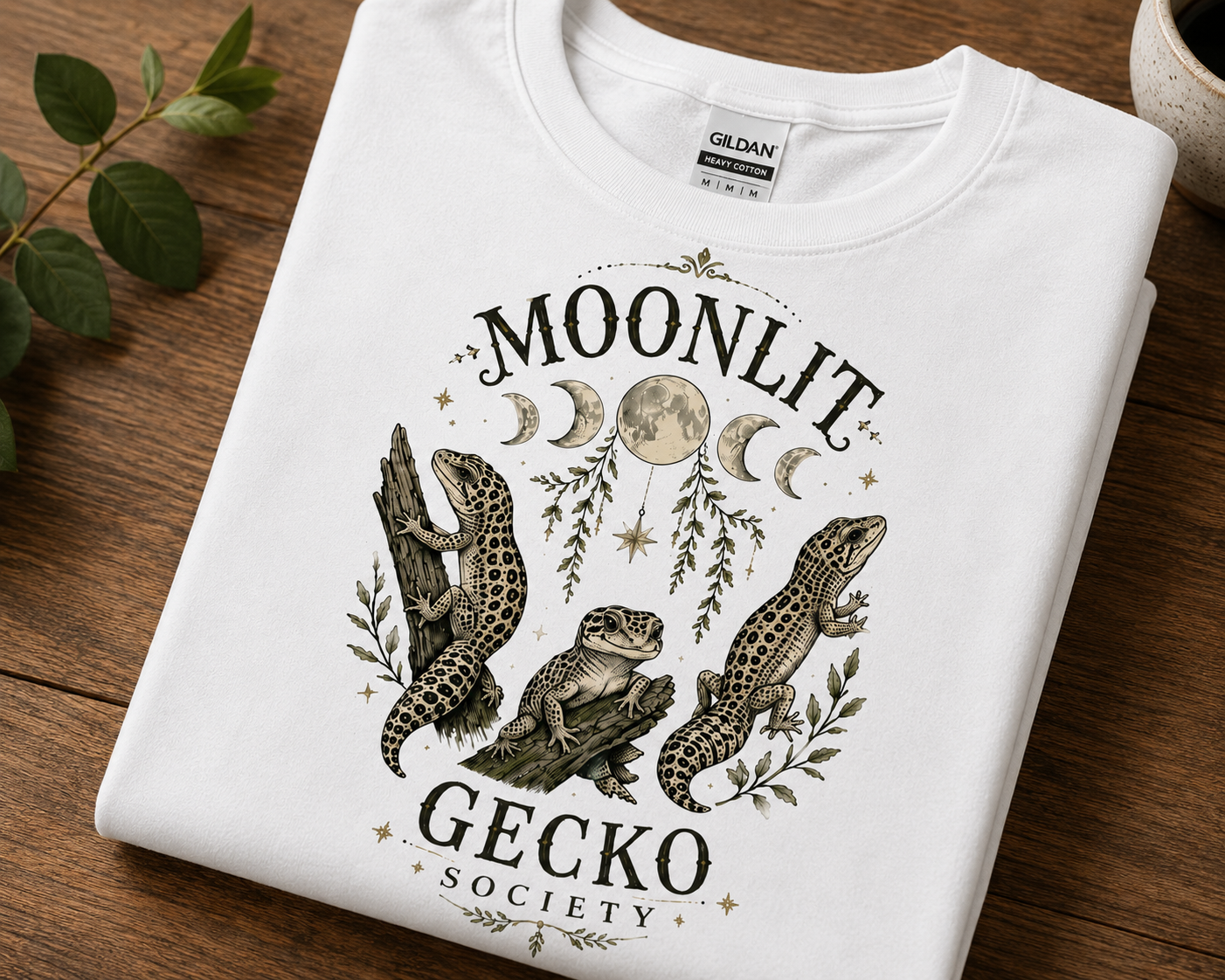 Moonlit Gecko Society T-Shirt | Celestial Gecko Lover Shirt