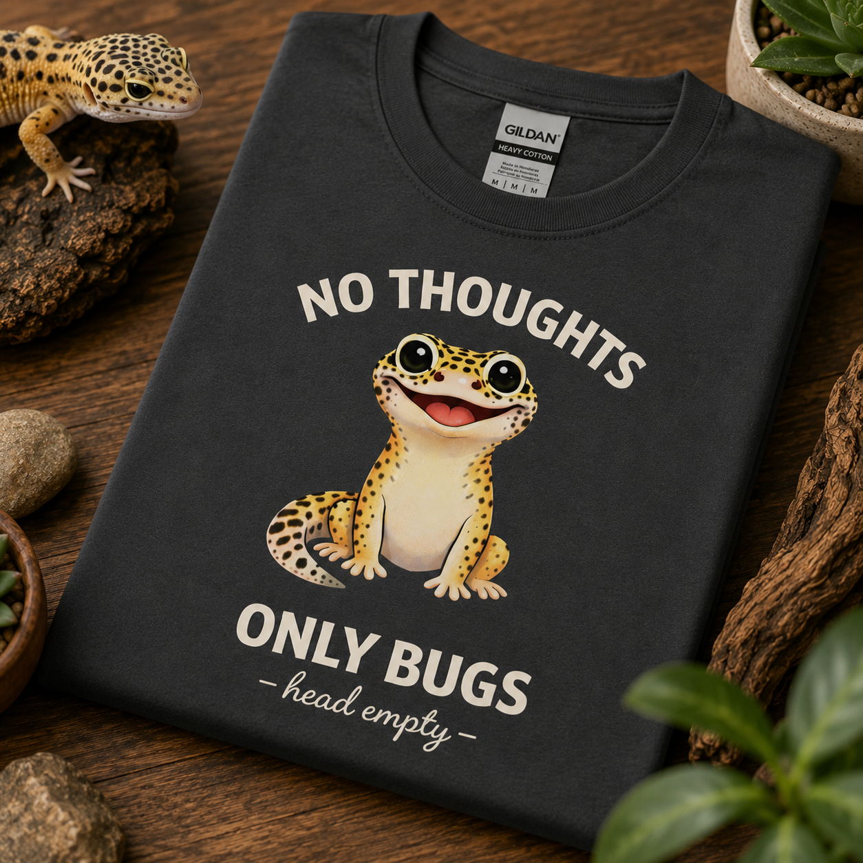 No Thoughts Only Bugs Leopard Gecko Shirt | Funny Cute Reptile Tee 🦎