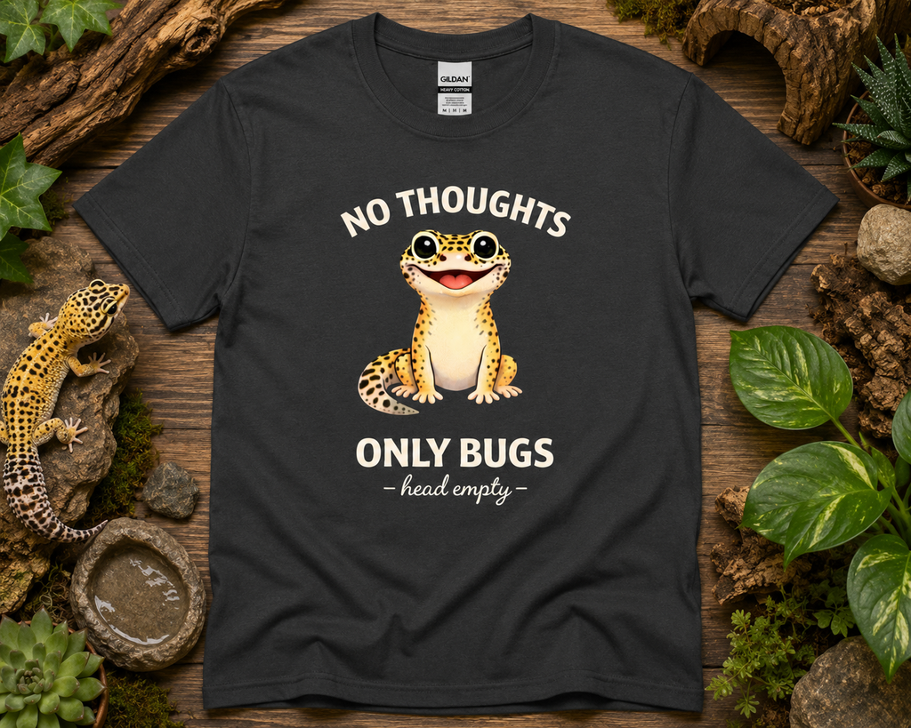 No Thoughts Only Bugs Leopard Gecko Shirt | Funny Cute Reptile Tee 🦎