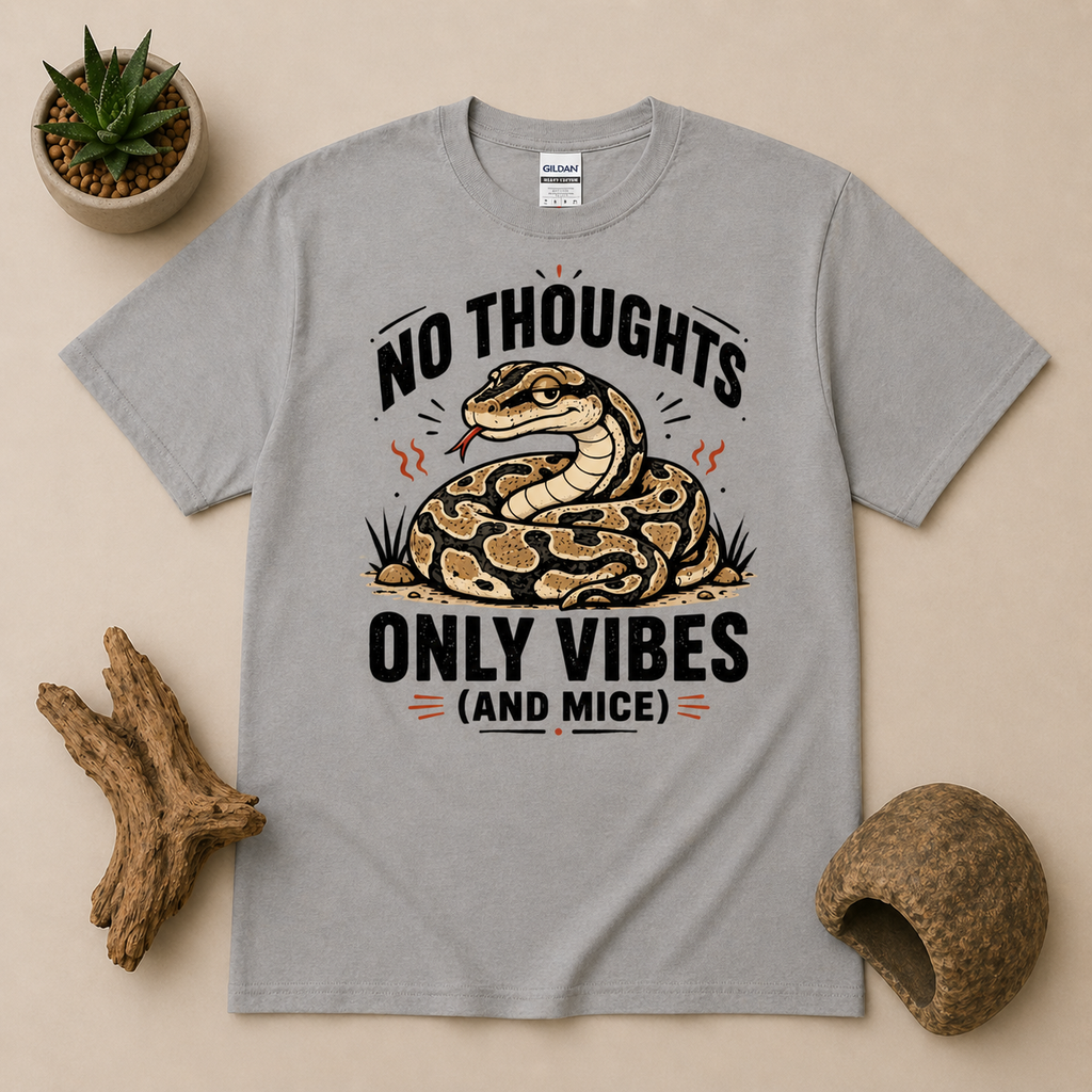 No Thoughts Only Vibes - Funny Ball Python Snake Tee