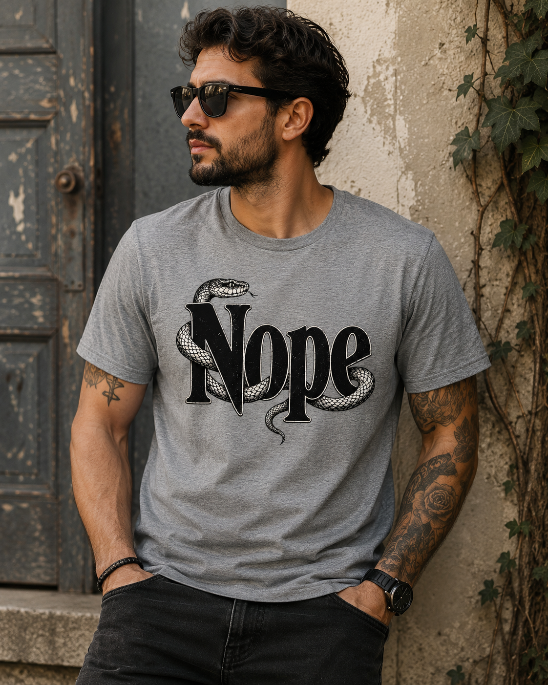 NOPE Snake T-Shirt – Funny Introvert Serpent Tee
