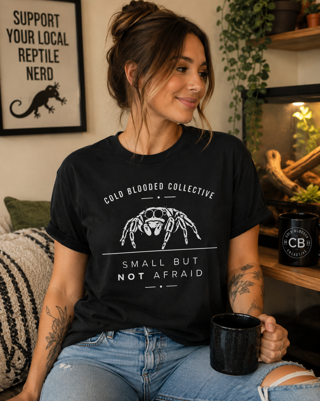 Small But Not Afraid Jumping Spider T-Shirt | Cold Blooded Collective