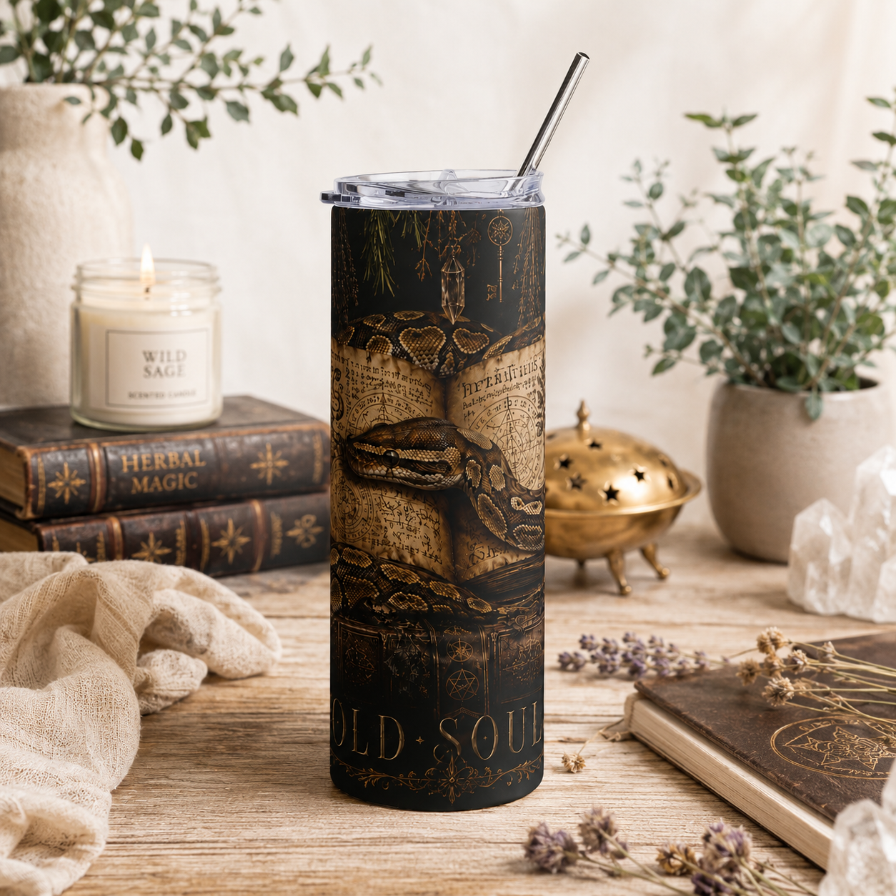 Snake & Grimoire 20oz Stainless Tumbler – Old Souls Gothic Travel Cup