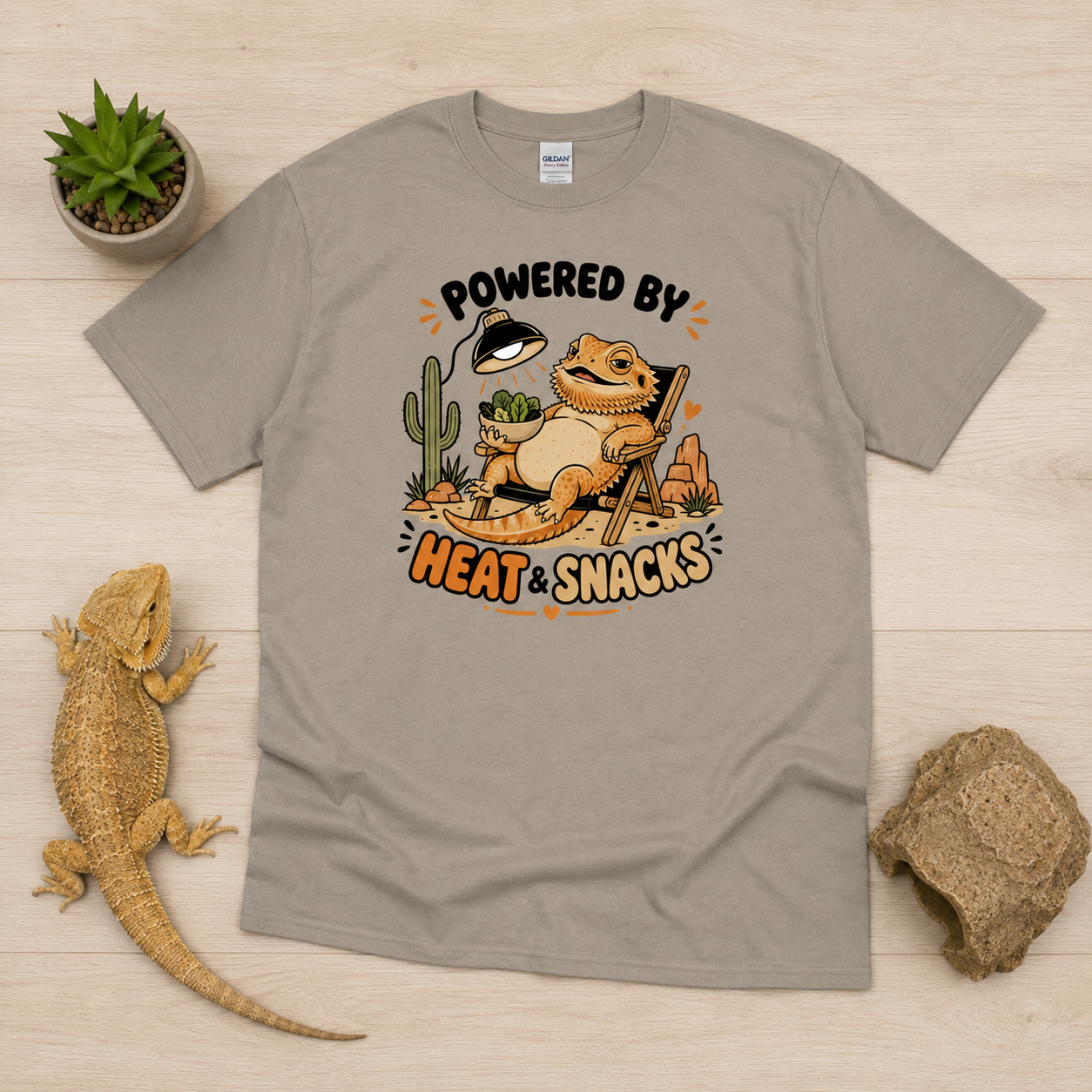 Powered by Heat and Snack - Bearded Dragon Graphic Tee