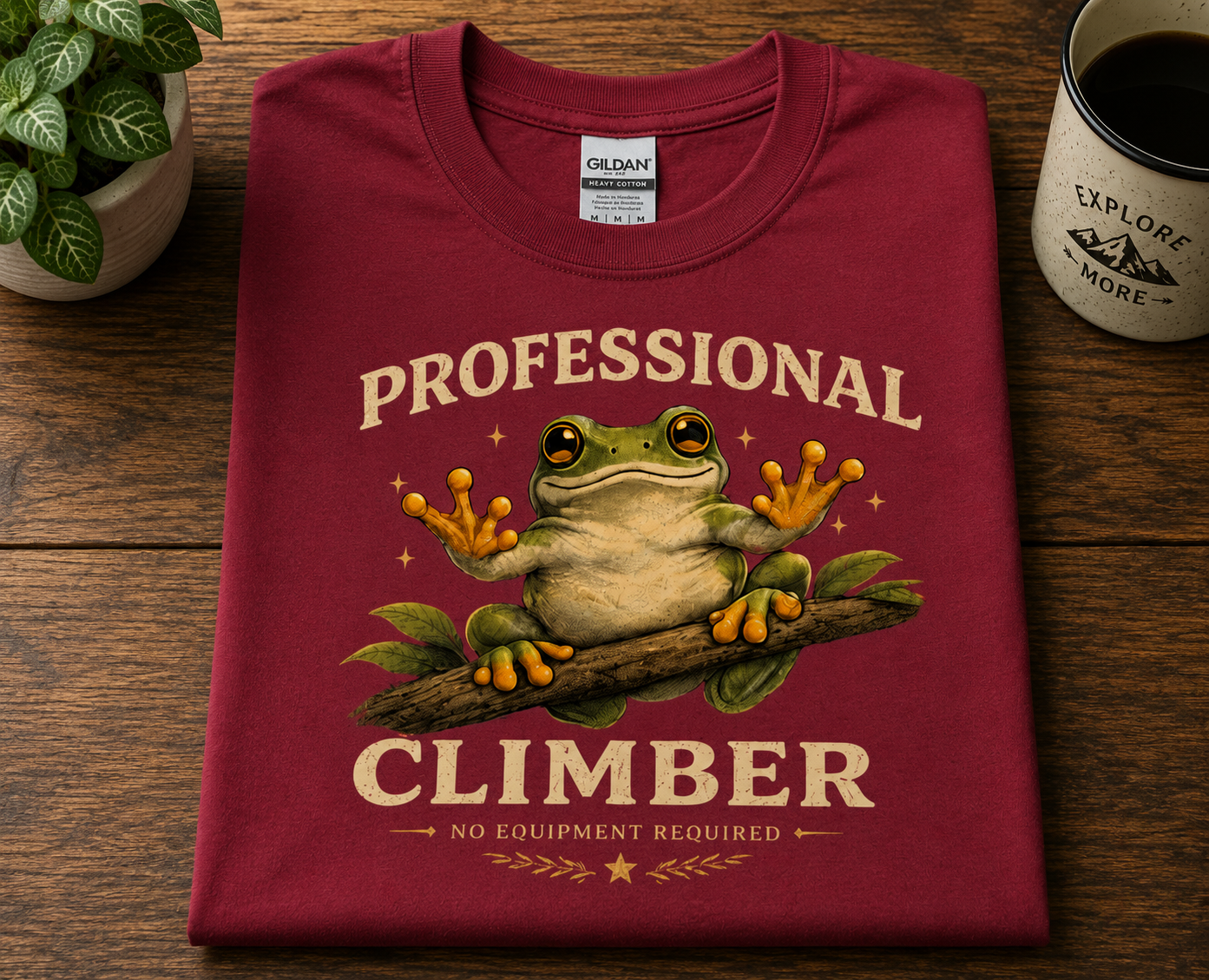 Professional Climber Frog T-Shirt | Funny Tree Frog Climbing Tee