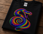 Psychedelic Viper Snake T-Shirt – Rainbow Serpent Graphic Tee