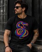 Psychedelic Viper Snake T-Shirt – Rainbow Serpent Graphic Tee
